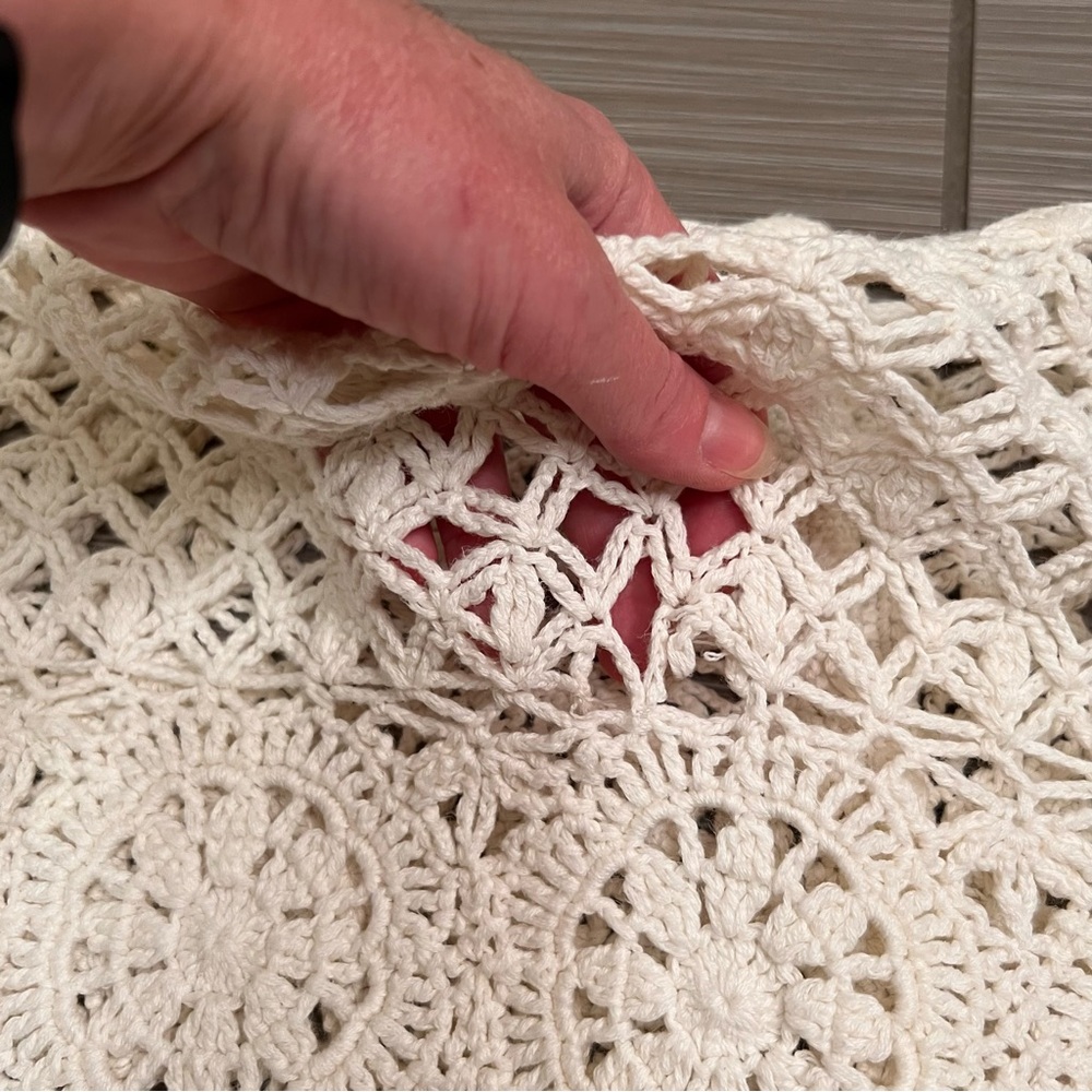 Lucky Brand Ivory Cream Crochet Top Sweater small knit - Picture 8 of 11